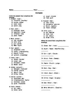 analogies worksheet 5th grade