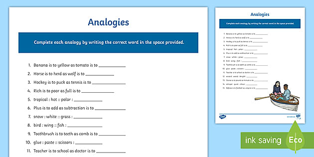 analogies worksheet 6th grade