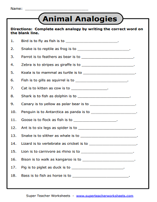 analogies worksheet 7th grade