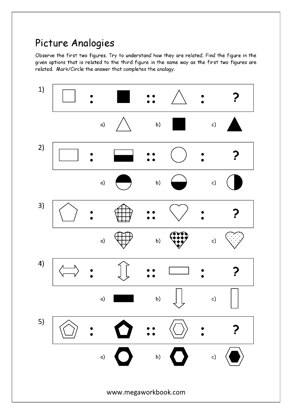 analogies worksheet with answer key