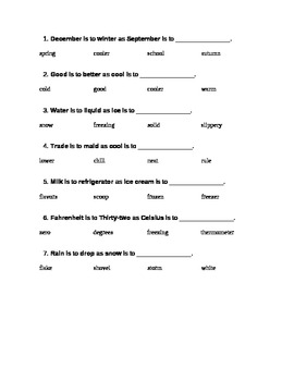 ANALOGY PRACTICE WORKSHEET by Melinda McCulloch worksheets library