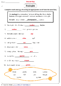 analogy worksheet answers