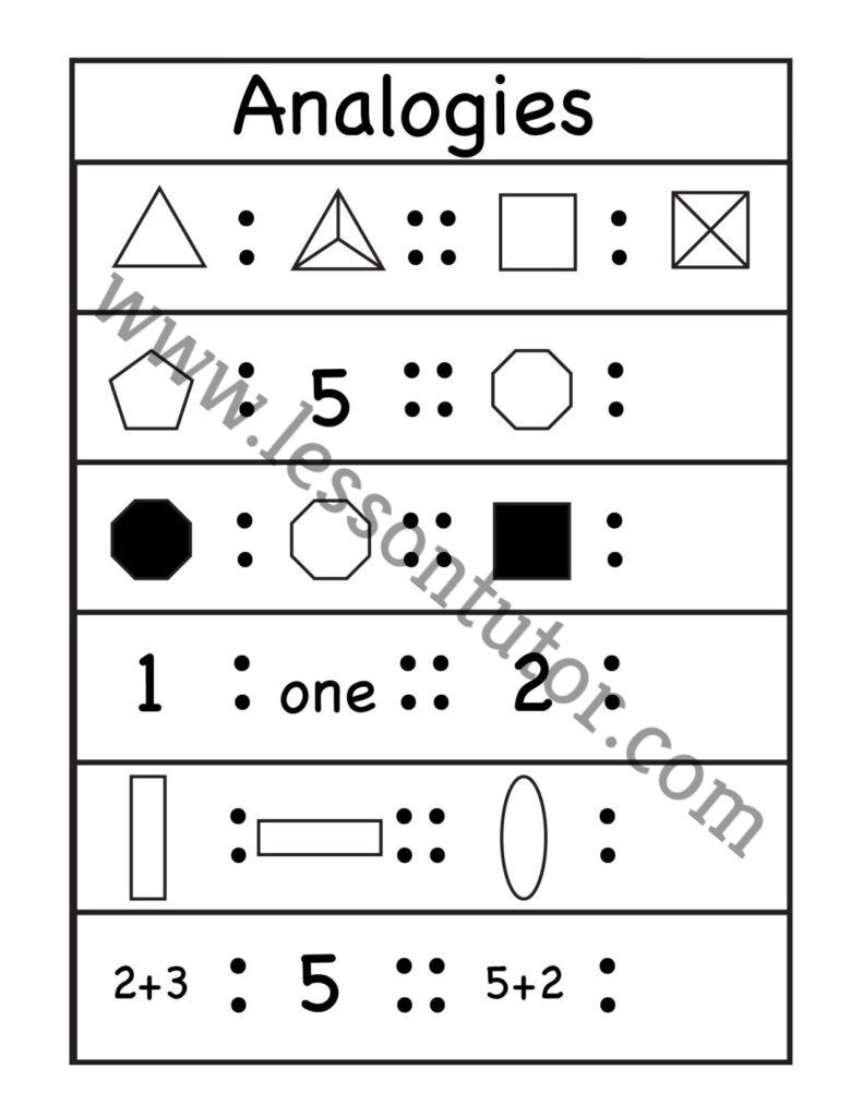 Picture Analogies Worksheet First Grade - 2 - Lesson Tutor