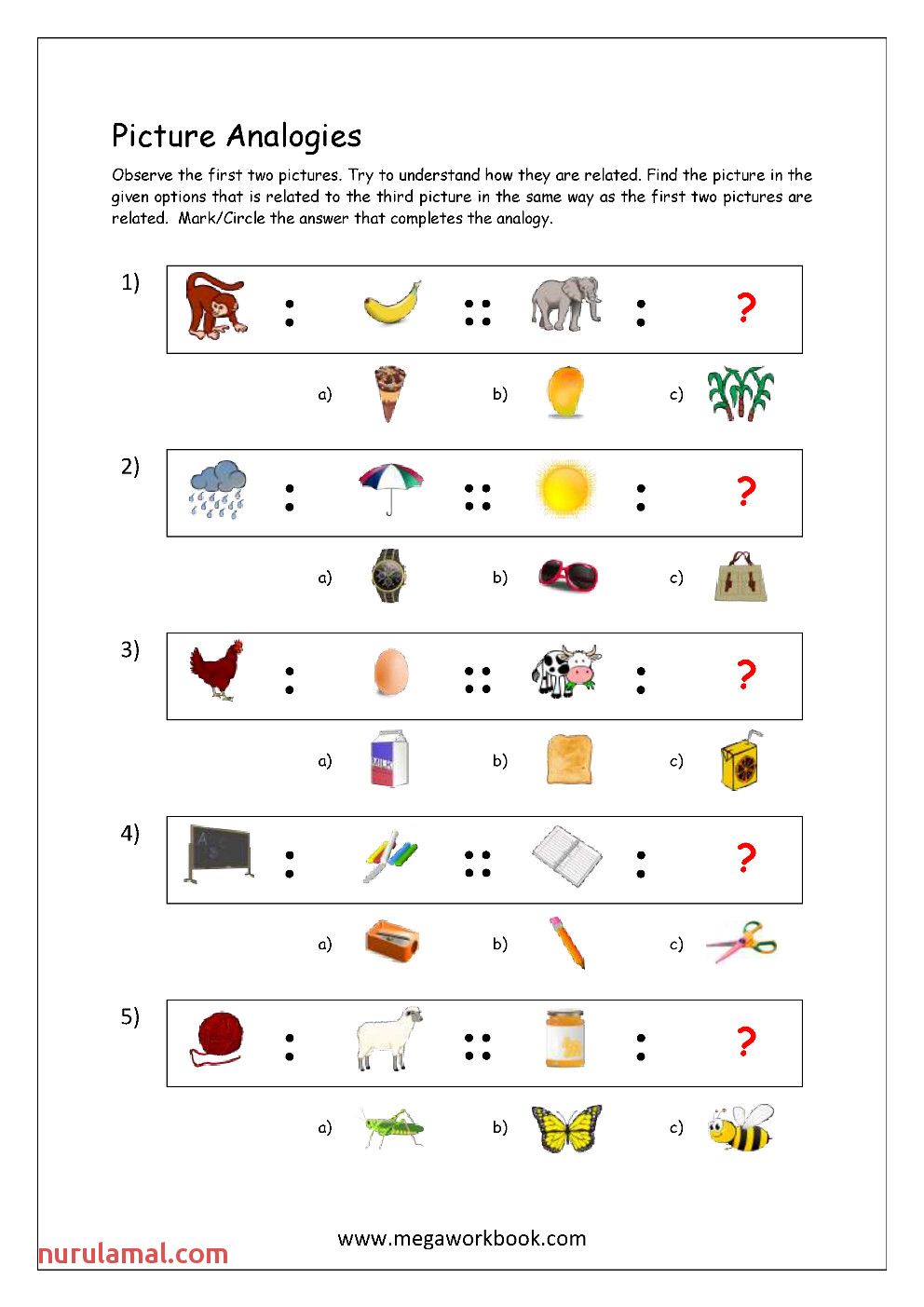 Free Analogy Worksheets for Kids | Problem solving worksheet ...