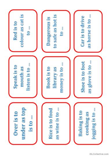 analogy worksheet for high school pdf
