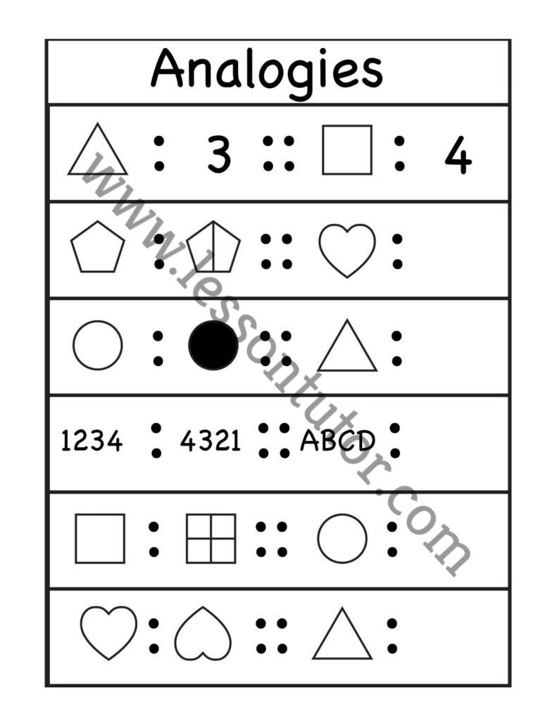 Analogy Worksheets - Lesson Tutor