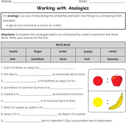analogy worksheet preschool