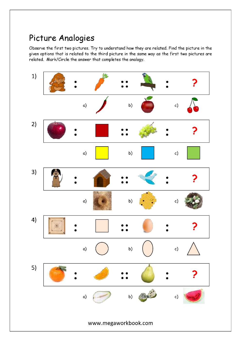 analogy worksheet preschool