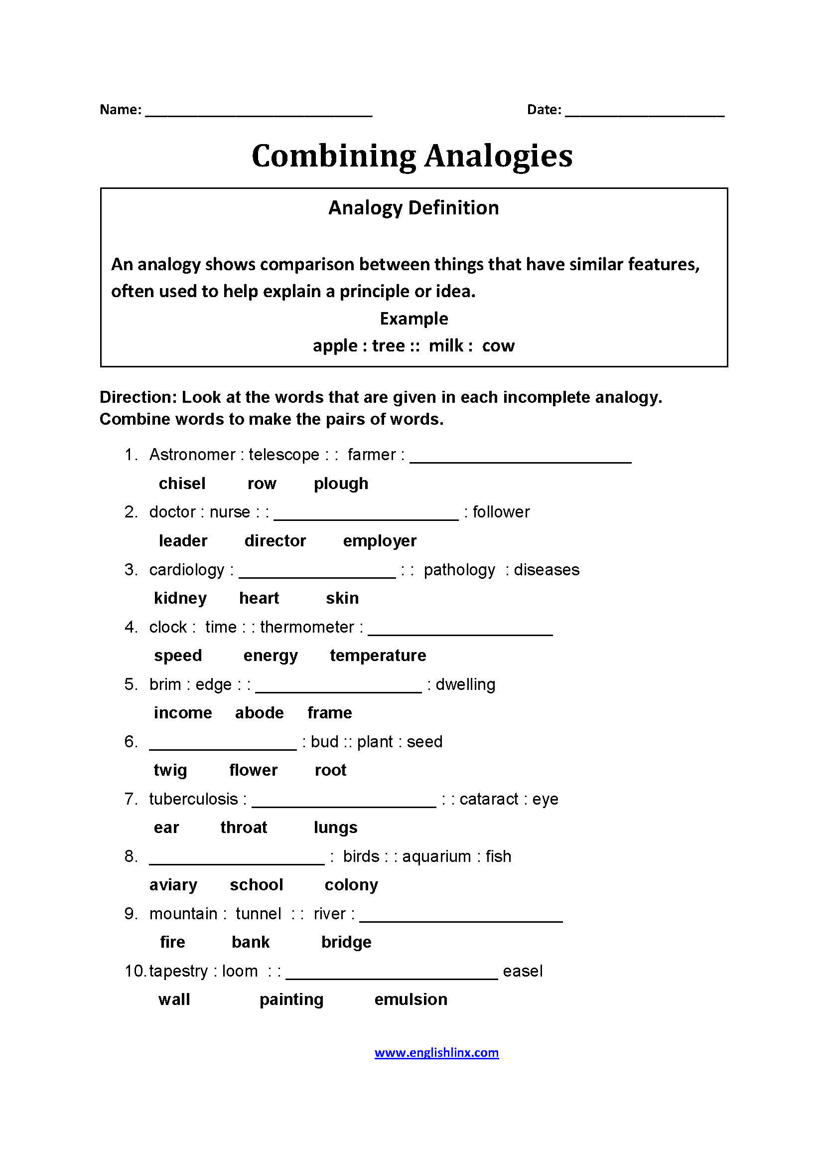 analogy worksheet preschool