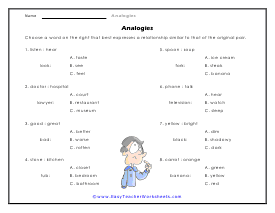 Analogy Worksheets