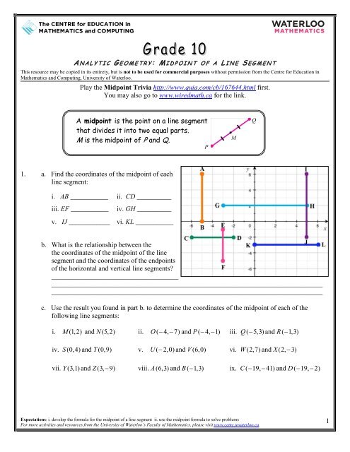analytical geometry worksheet