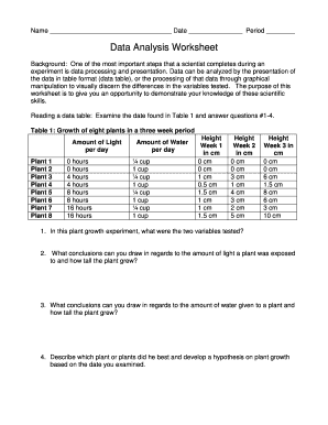 Data Analysis Worksheet Pdf Answer Key - Fill Online, Printable ...