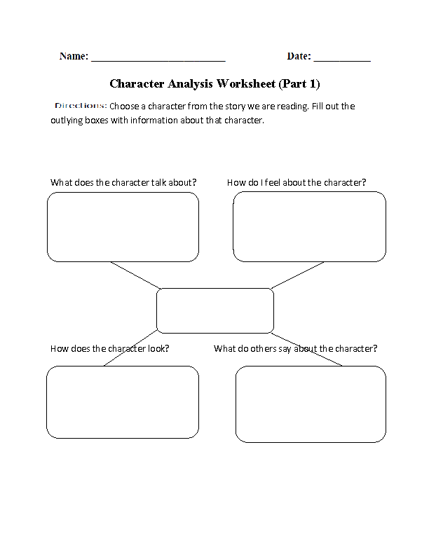 Character Analysis Worksheets | Character Analysis Worksheet Part 1