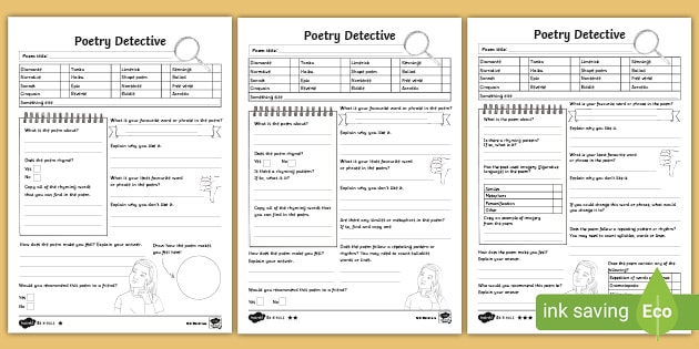 worksheets library | Poetry Worksheets
