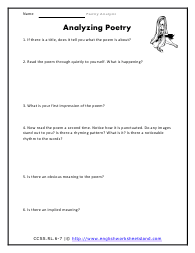 analyzing poems worksheet