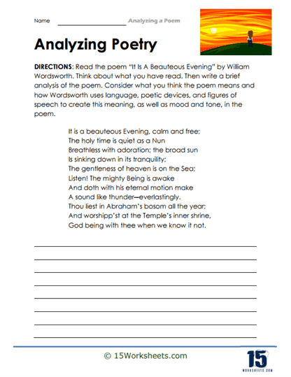 analyzing poetry worksheet