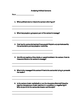 Analyzing Political Cartoon Worksheet by FromTheMiddle | TPT