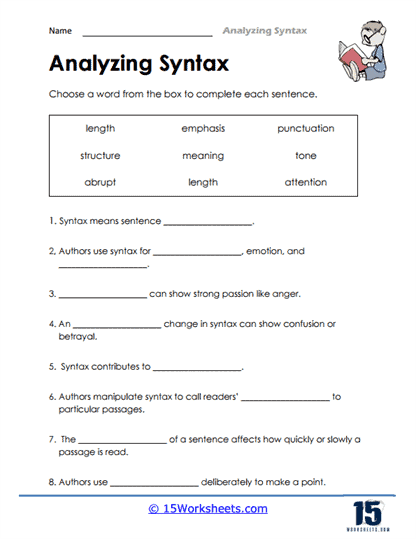 Analyzing Syntax Worksheets - 15 Worksheets Library