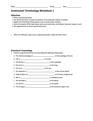 Anatomical Terminology Worksheet Pdf - Fill Online, Printable ...
