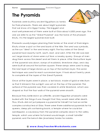 Ancient Egypt Worksheets