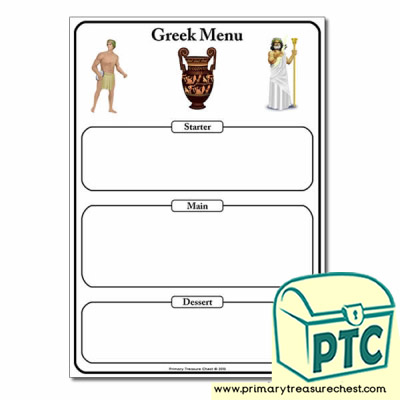 Ancient Greeks Menu Worksheet - Primary Treasure Chest