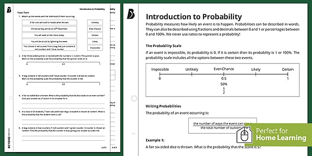 ? Introduction to Probability Worksheet KS3 Walkthrough Worksheet