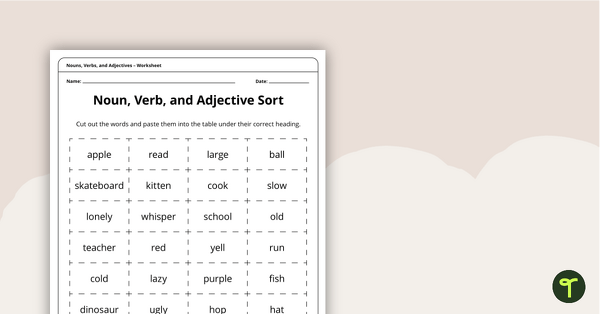 and verbs noun grade worksheet 4th