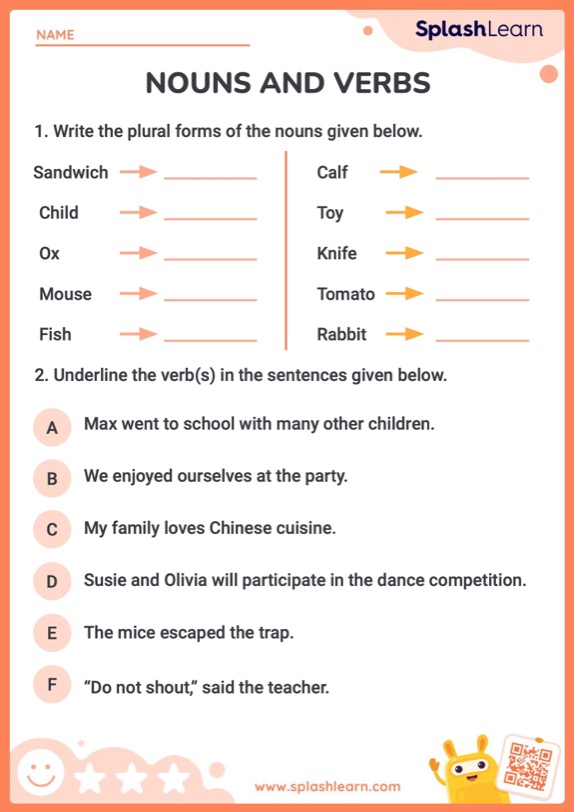 Free and verbs noun grade worksheet 4th, Download Free and verbs noun