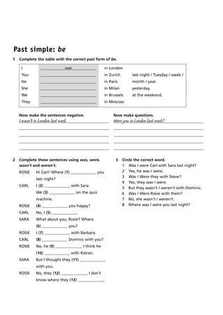 and was were worksheet