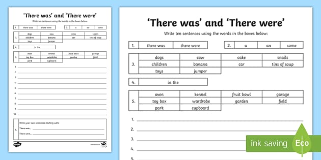 and was were worksheet