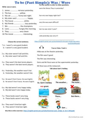 and was were worksheet