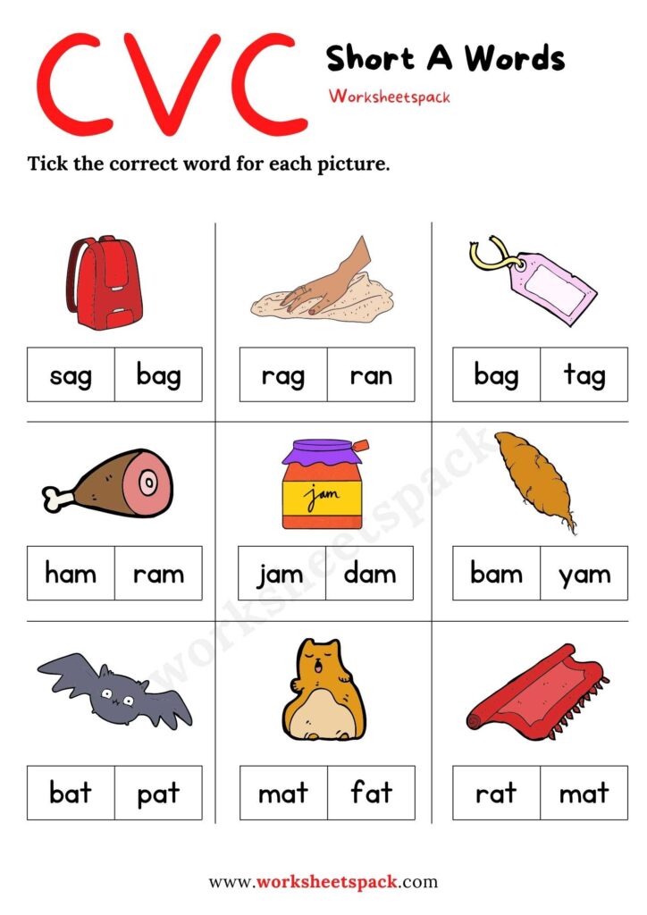 Short A Worksheets for Kindergarten Free PDF - worksheetspack