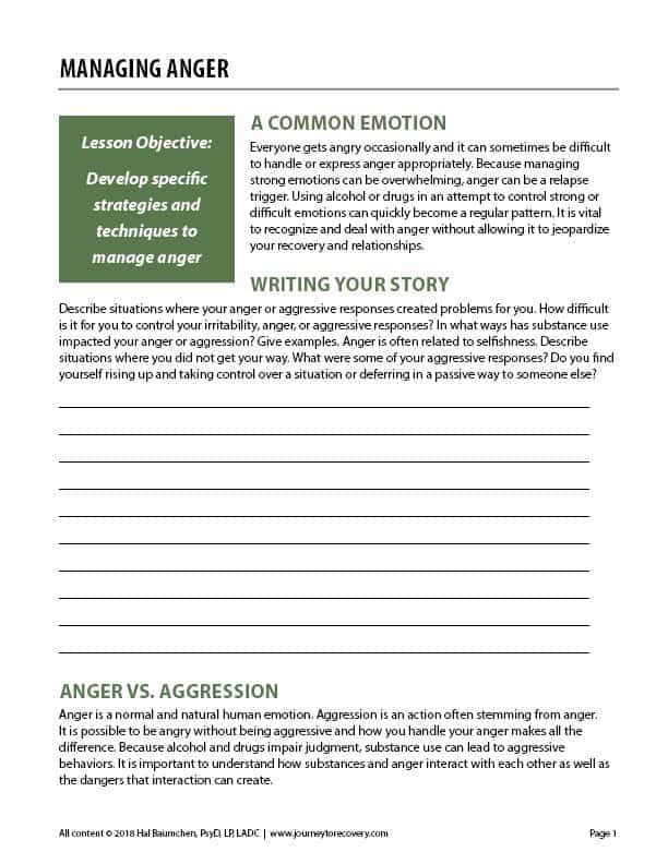 anger as a drug worksheet