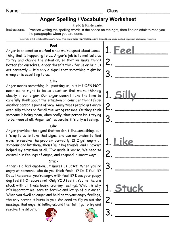 anger as a drug worksheet