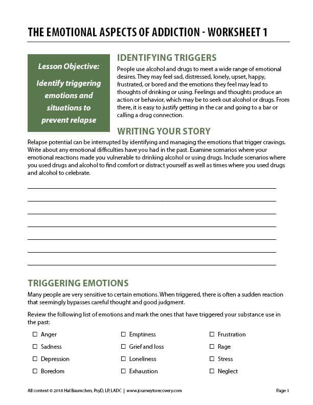 anger as a drug worksheet