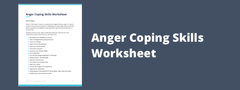Coping Skills Worksheets &  Techniques for Anger Management | TheraNest