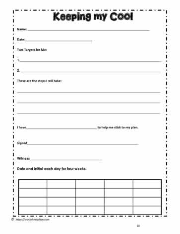 Contract for Anger Management Worksheets