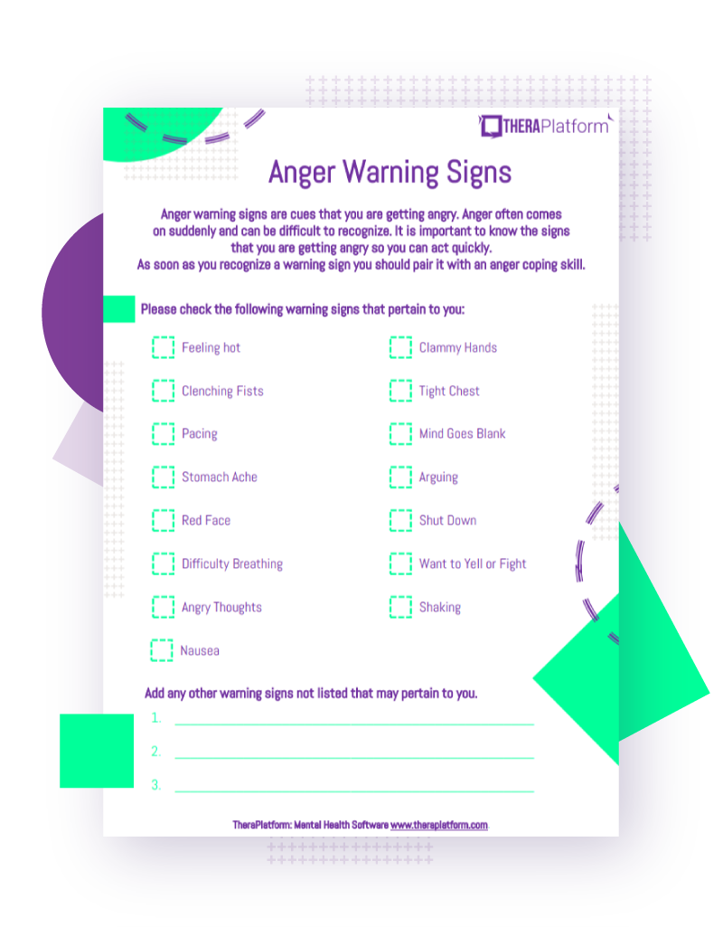 anger management skills worksheet