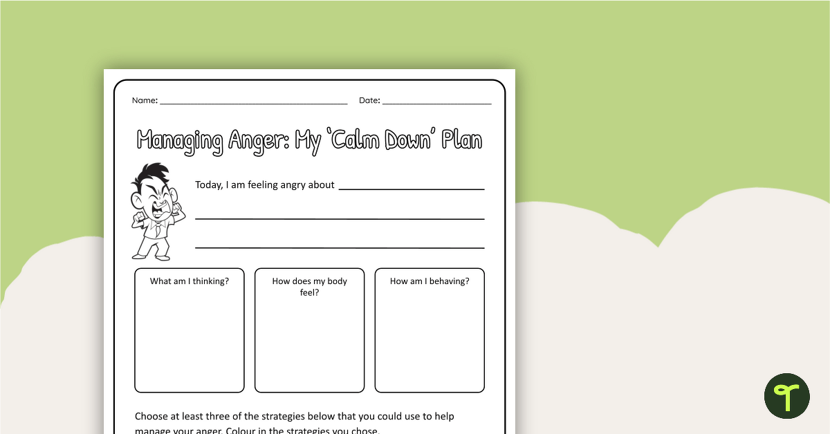 anger management skills worksheet