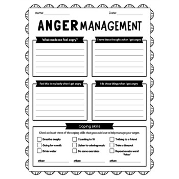 Anger Management Worksheet | Dealing with Anger | Coping with Anger