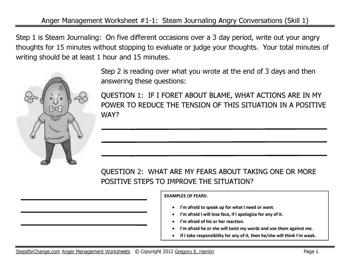 Anger Management Worksheets Pdf | Anger management worksheets ...