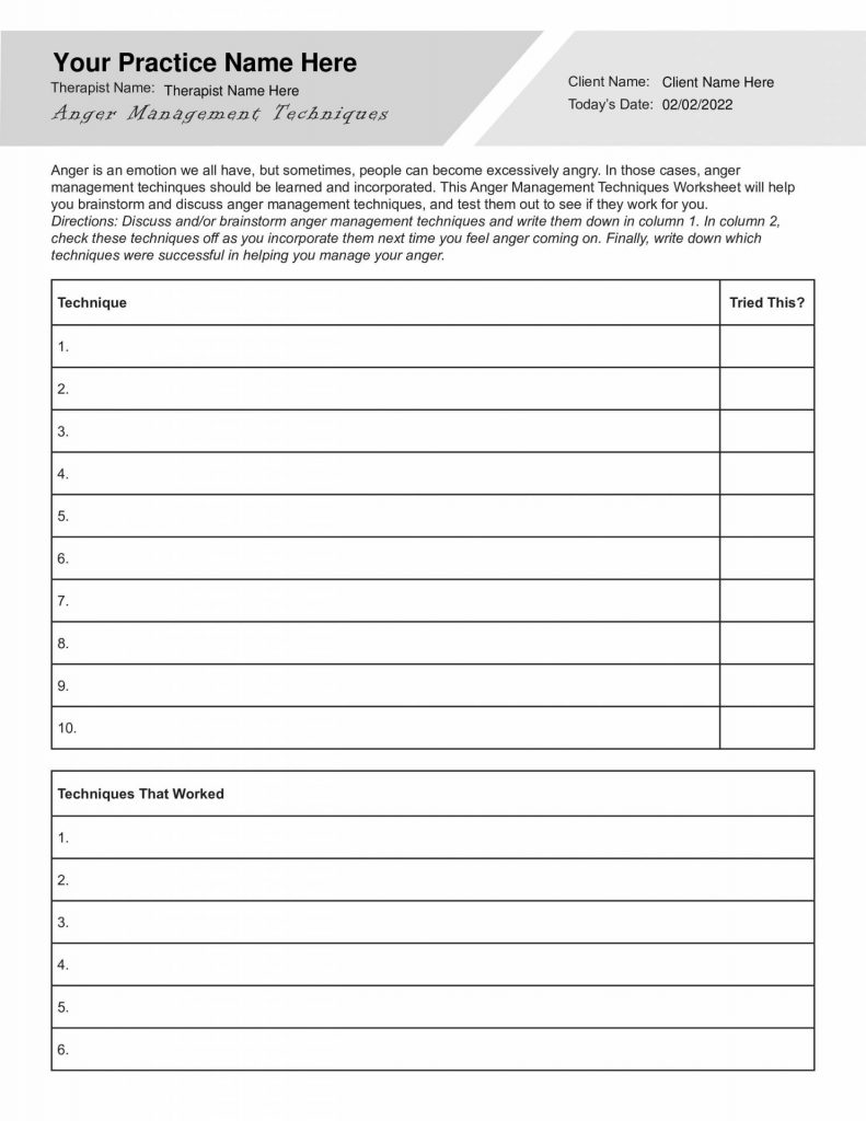Managing Anger Worksheets Bundle (Editable, Fillable, Printable PDFs)