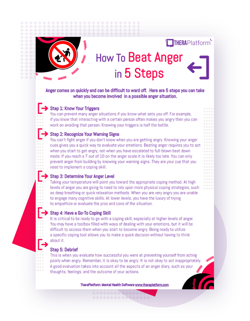 anger worksheet for adults