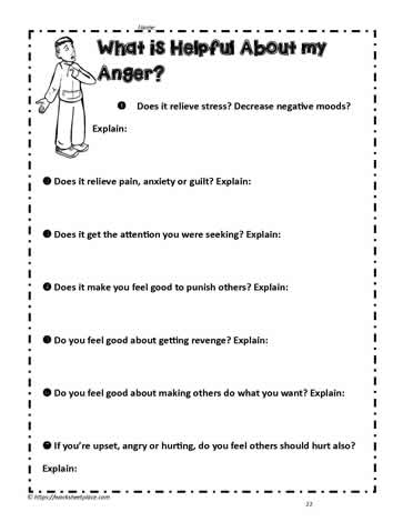 Activity for Anger Worksheets