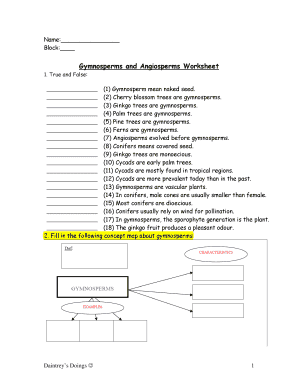 Gymnosperms And Angiosperms Worksheet 2020-2024 - Fill and Sign ...