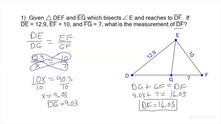 Using the Angle Bisector Theorem | Geometry | Study.com