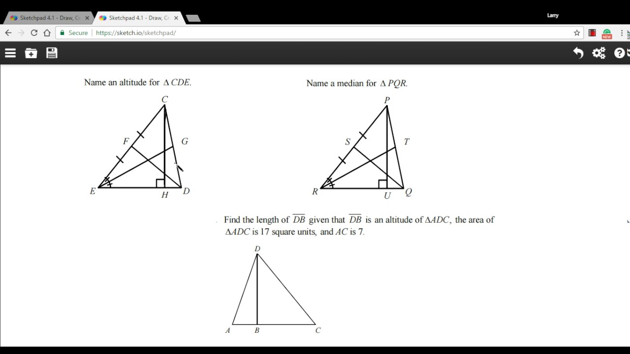 Altitudes, Angle Bisectors, Medians, Midsegments, and Perpendicular Bisectors of Triangles