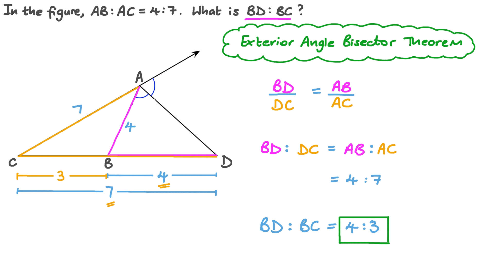 Using The Angle Bisector Theorem To Find The Ratio Between Two Unknown 