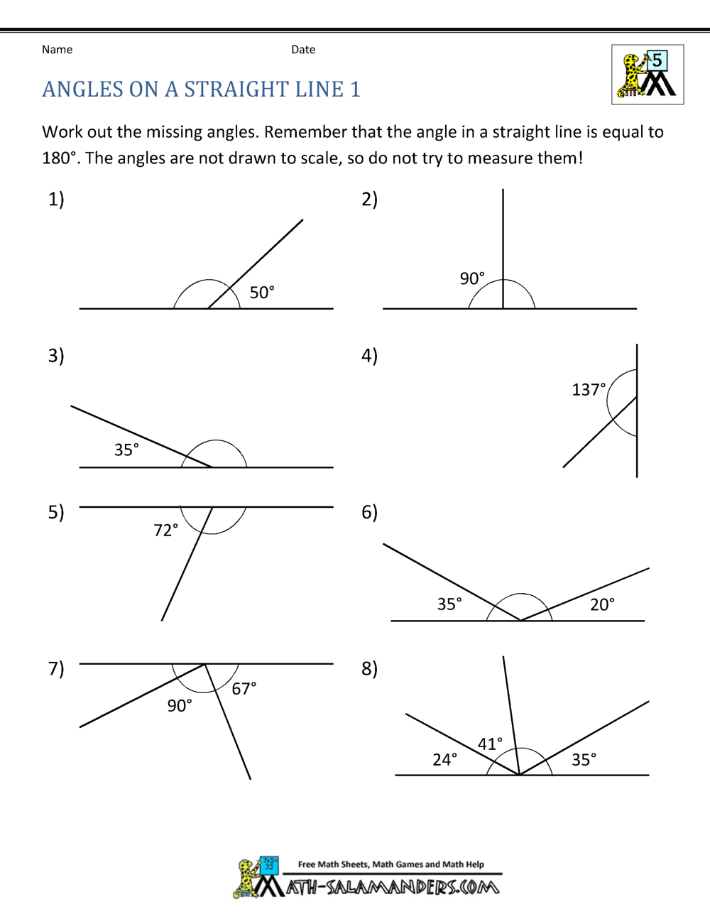 angle geometry worksheet