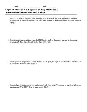 angle of depression worksheet